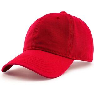 Women's Red Vintage Washed Unstructured Baseball Cotton Adjustable Cap